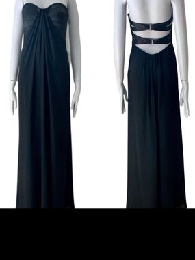 LA FEMME Black Strapless Formal Long Maxi Dress Black Tie Size 0